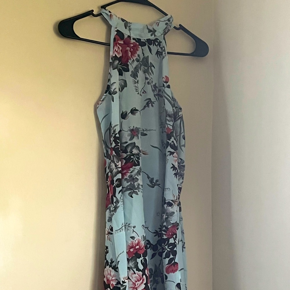 Power blue floral dress